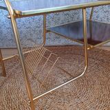 Coffee table with gold metal vinyl holder from the 70s)