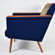 Mid-century armchair, 1960s, fully restored, blue velvet