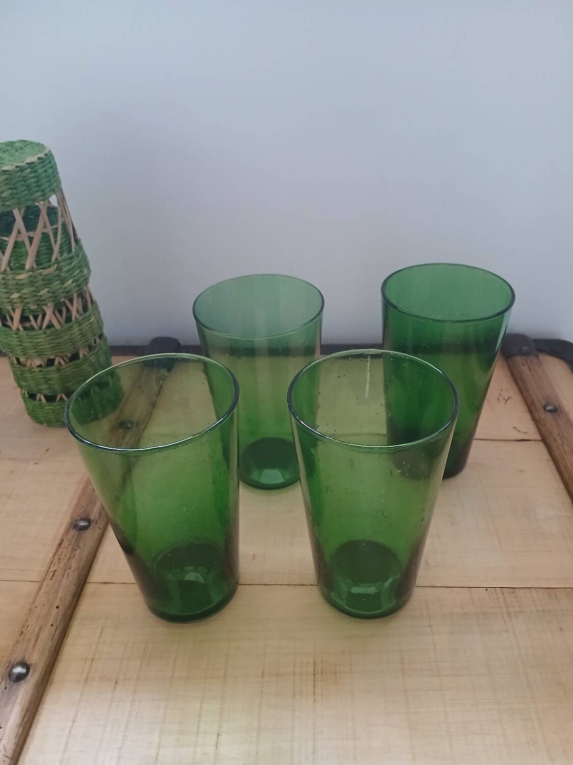 4 orangeade glasses with braided base