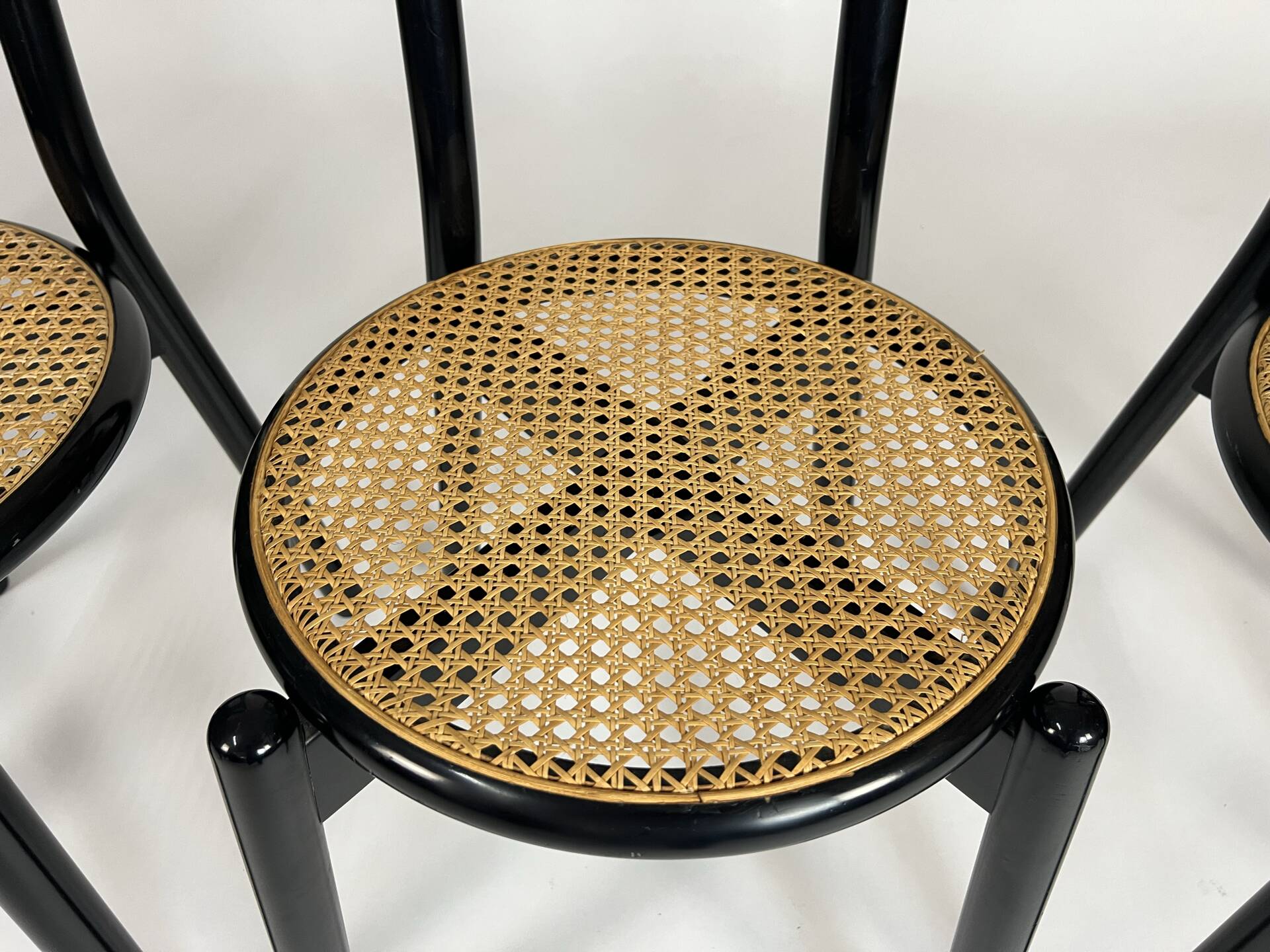 Set of four vintage chairs Viennese cane 80s Memphis by Antonio Sibau