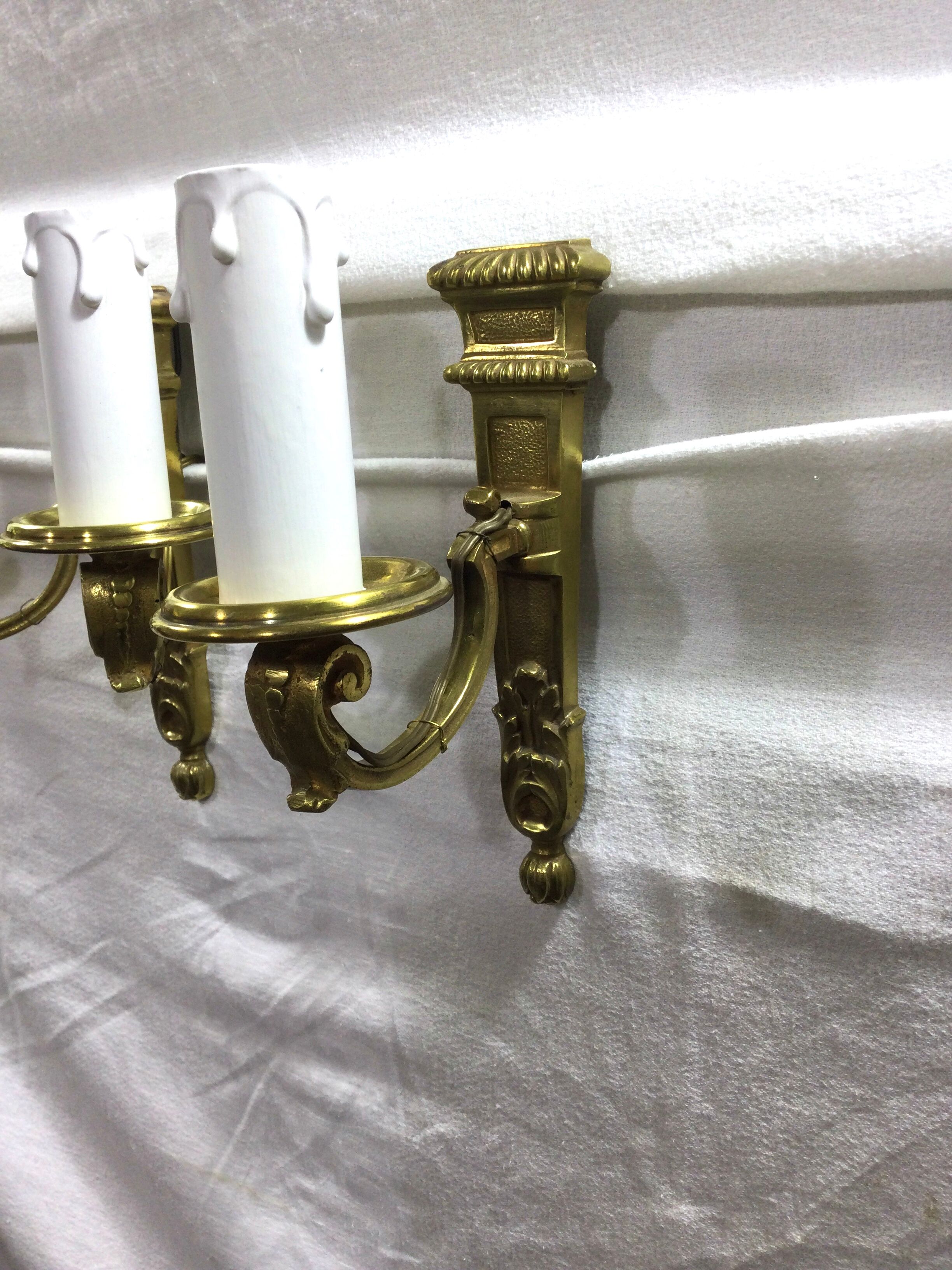 Set of 3 bronze wall lamps Louis XVI style