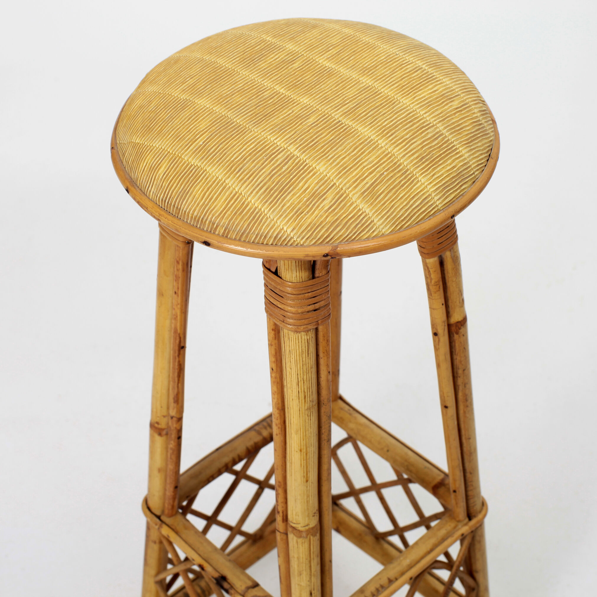 4 vintage rattan bar stools