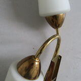 Wall lamp double opaline glass and brass 2 tones