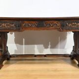 Oak Desk Table, Neo-Gothic style – Early 20th century