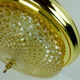 mid century ceiling LAMP flush mount textured amber glass and brass 1970s