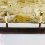 Vintage brass and wood hanging wall shelf