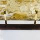 Vintage brass and wood hanging wall shelf