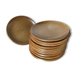 11 Dessert plates Brenne, speckled with caramel