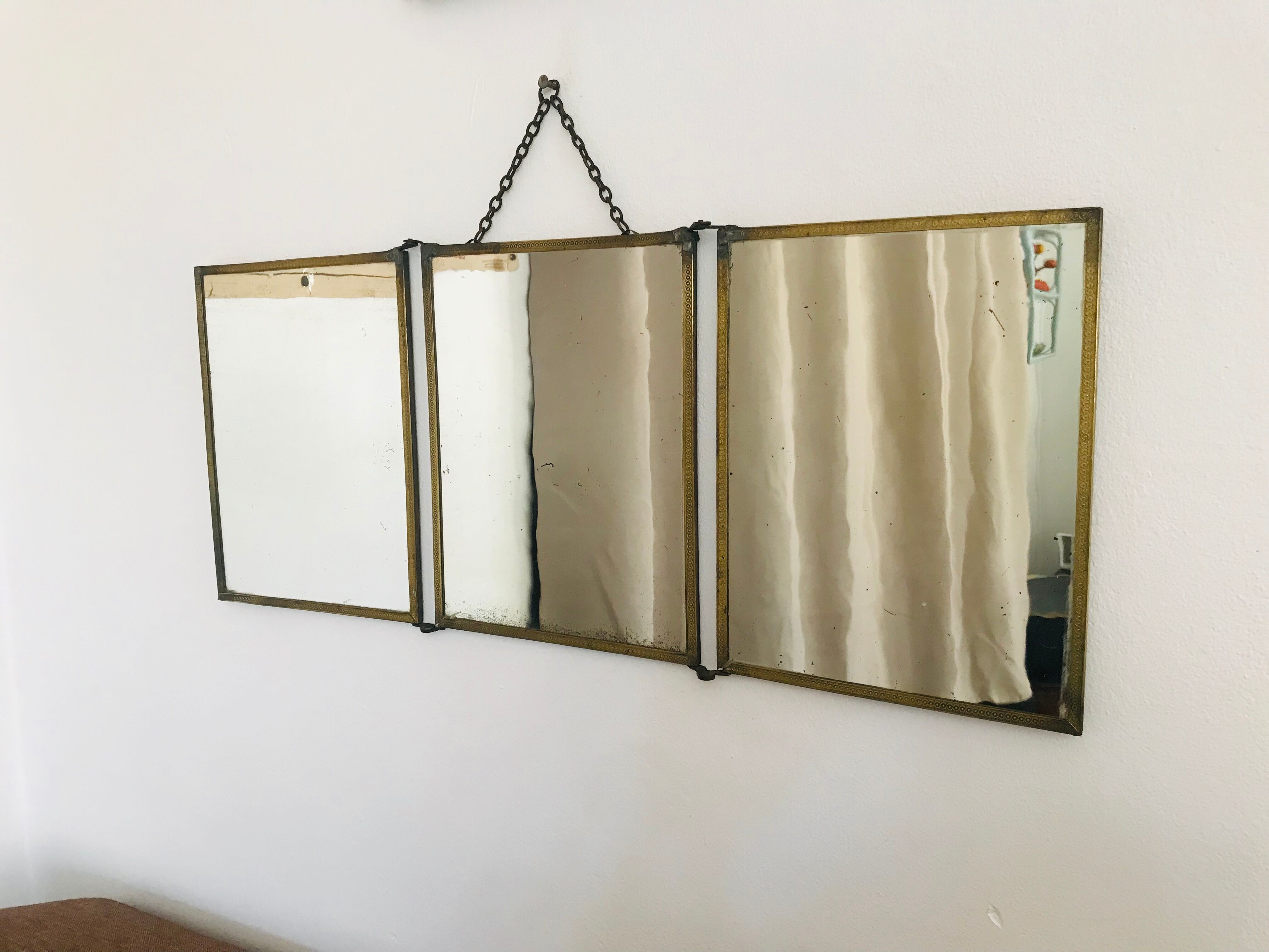 Triptych barber mirror 53x22cm