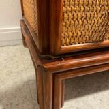 Vintage rattan chest of drawers, bamboo and wood