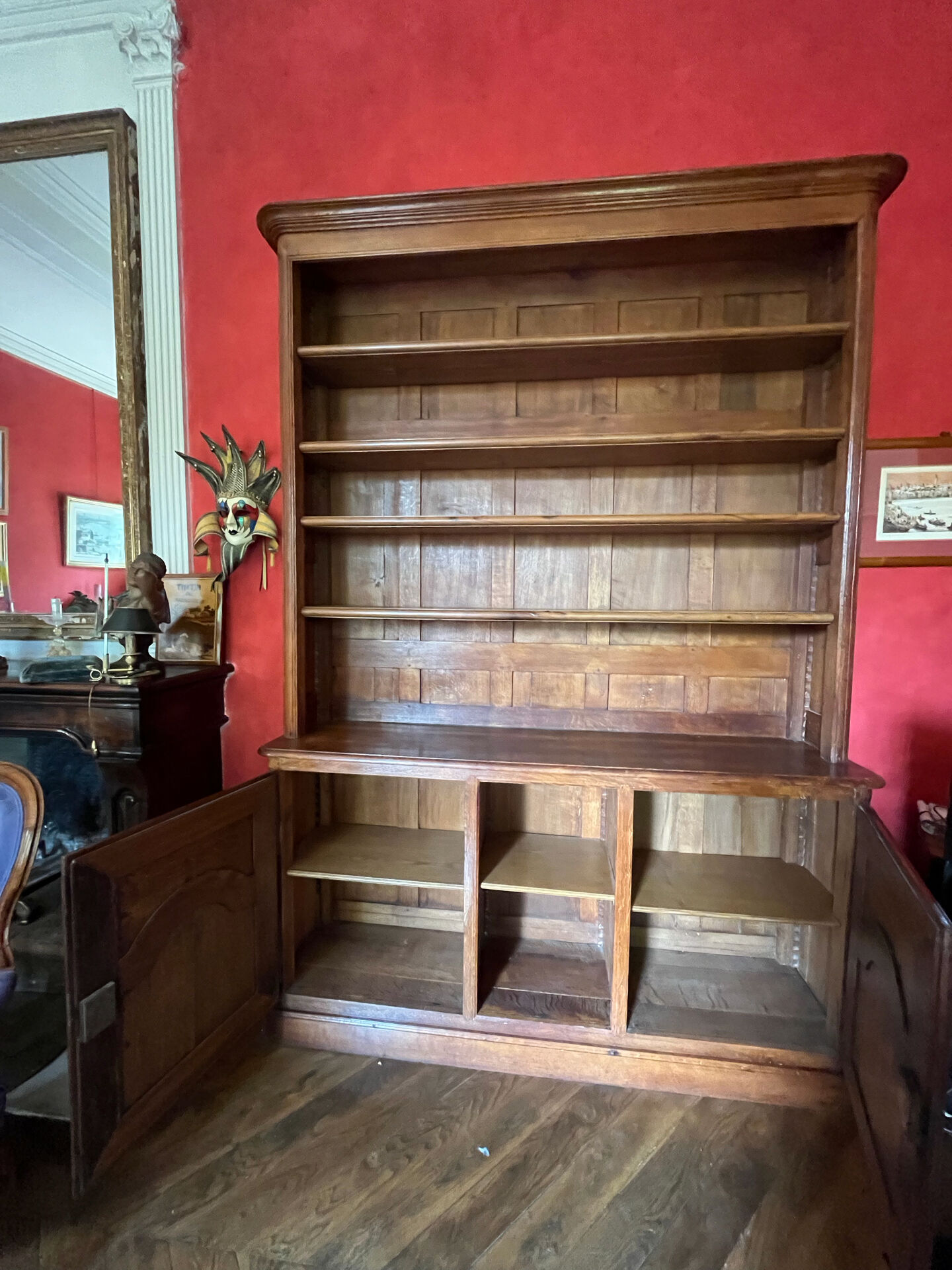 Pair of large oak bookshelves in louis-philippe style