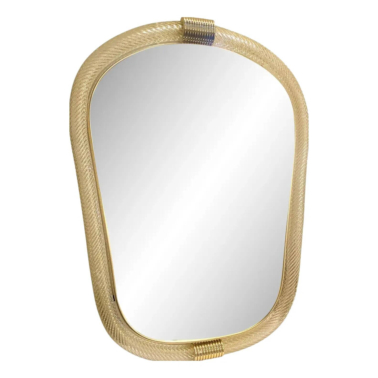 Venetian Style Murano Glass Mirror with Twisted Torciglione Frame