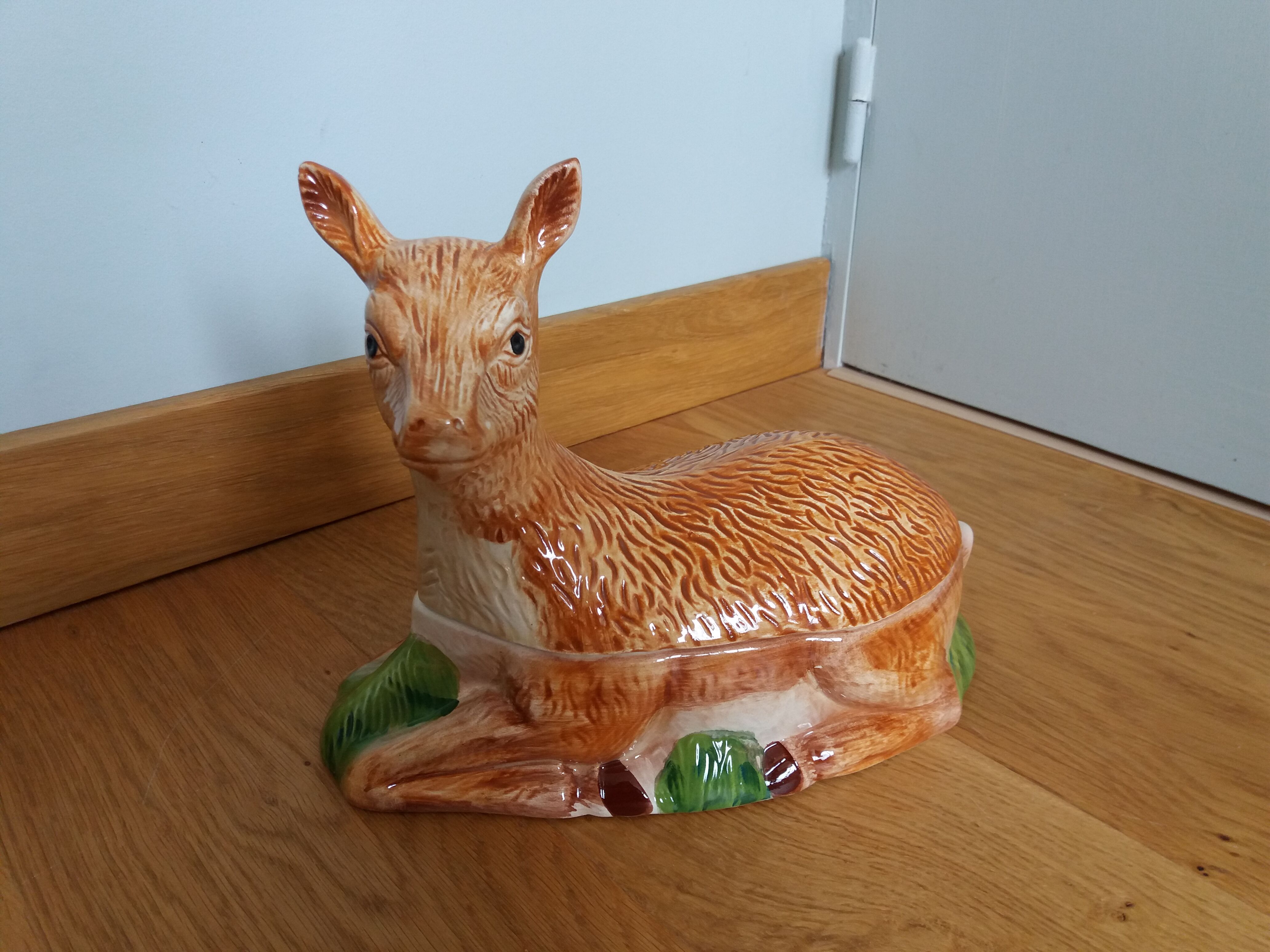 Terrine ceramic doe signed Caugant