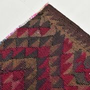 Turkish Burgundy & Brown Kilim Runner Rug, 80x342Cm