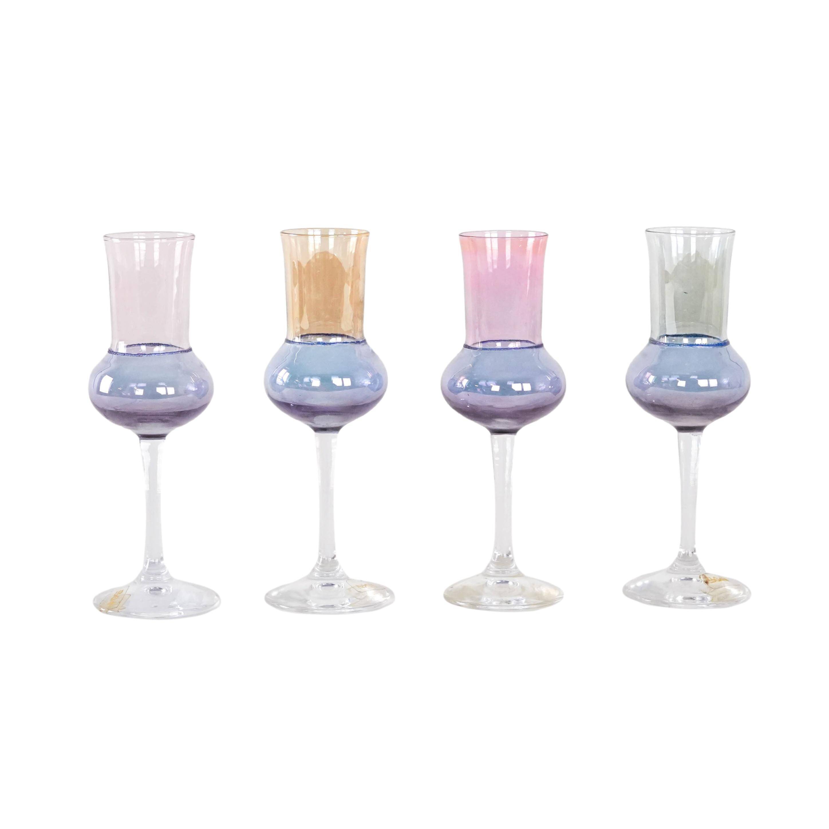 Set of pastel-coloured glasses, Italian design, 1970s, made in Italy