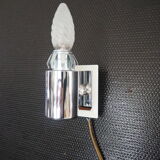 Torch type wall lamp in transparent and white glass