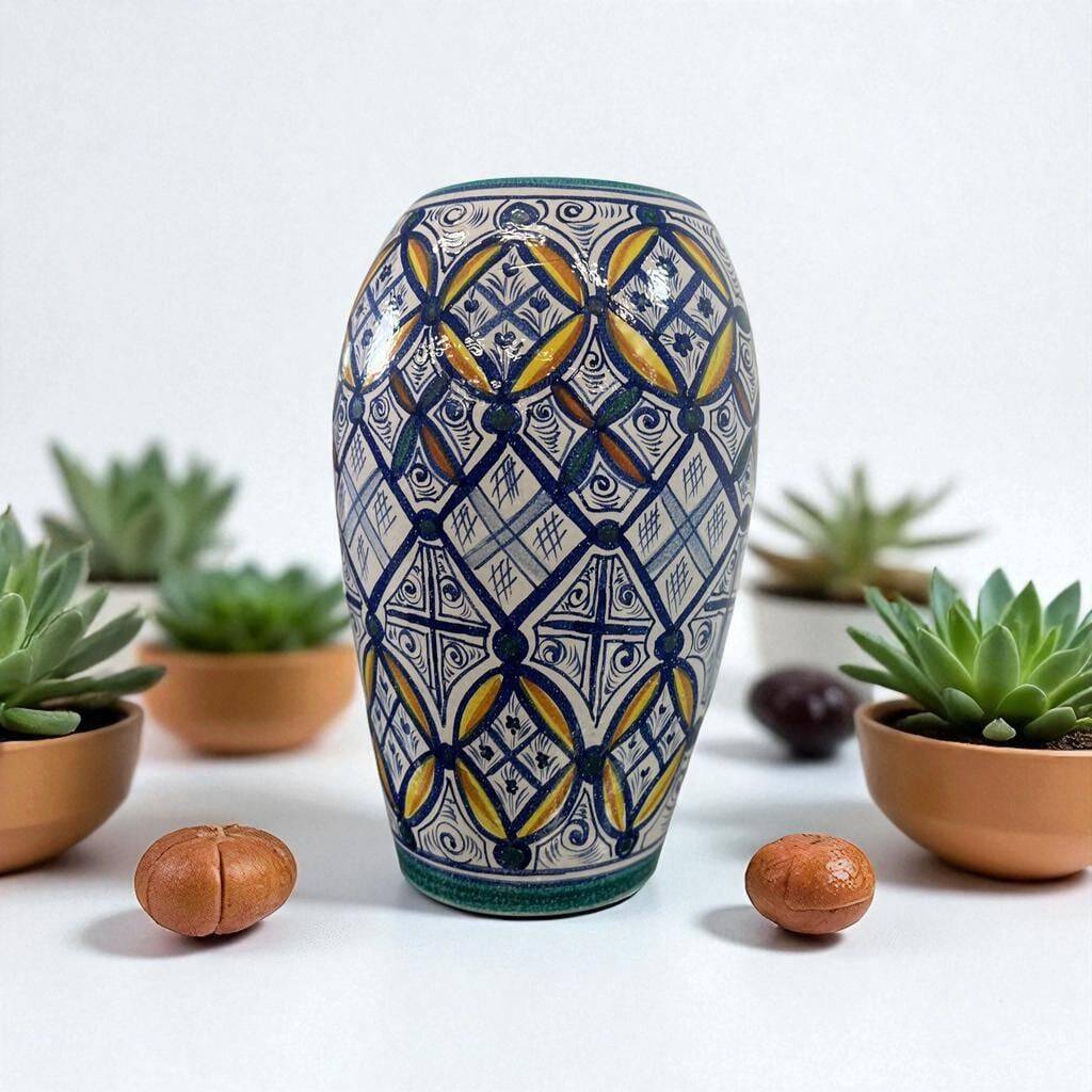 Vintage ceramic vase in ethnic style