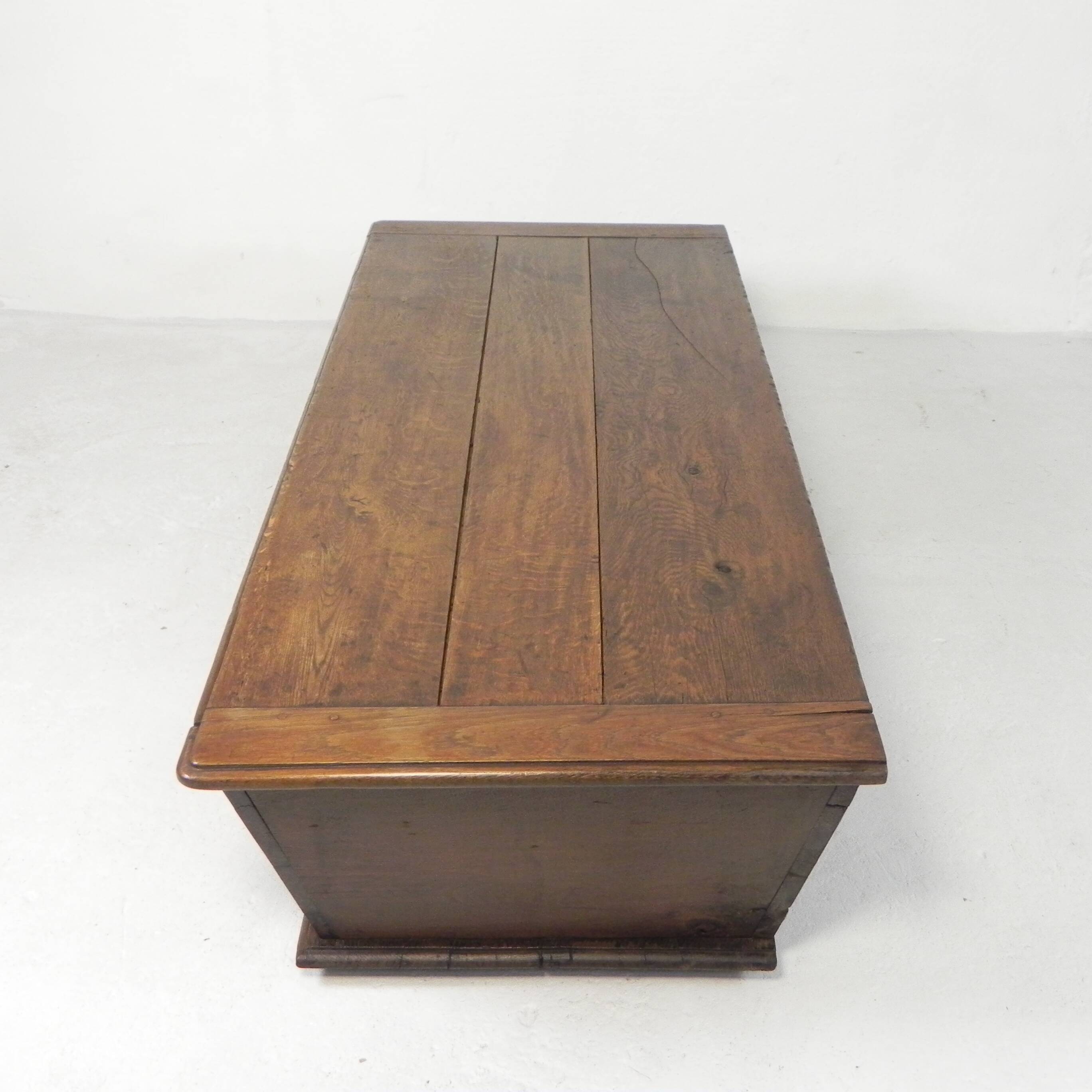 Ancien coffre en chêne, auge, coffre à couvertures XIXe siècle