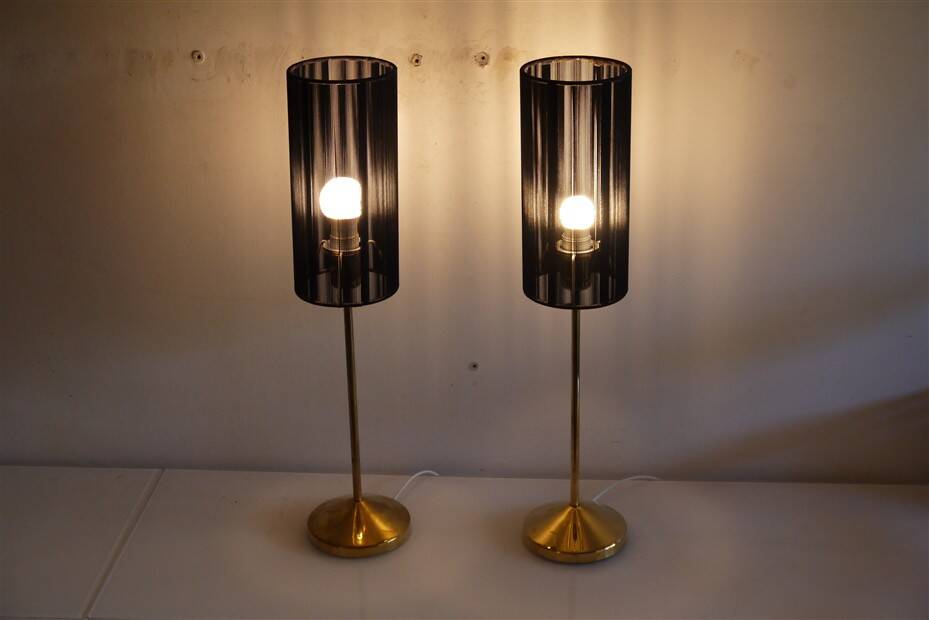 Pair of Swedish brass lamps from 1970.