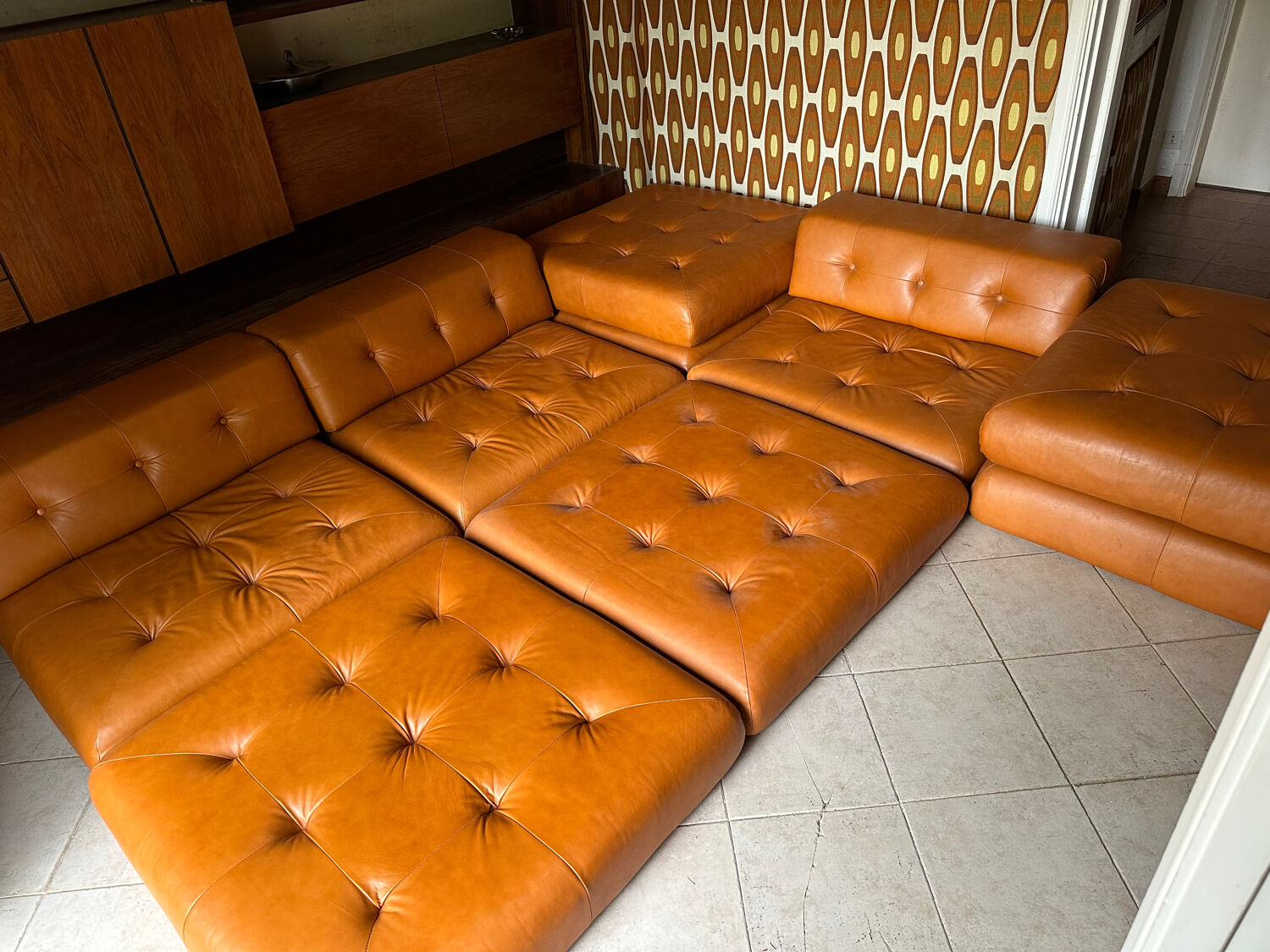 Mah Jongde Roche Bobois vintage leather lounge