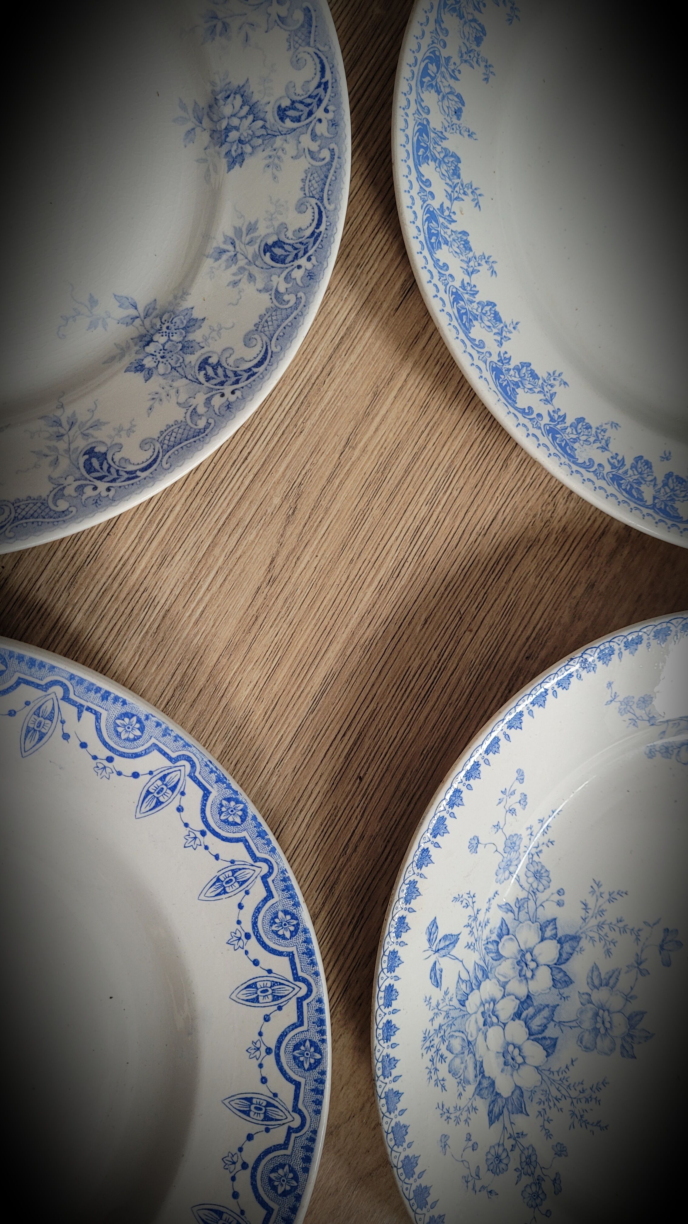 Set of 4 blue mismatched plates 2