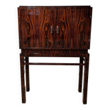Tall Art Deco Cabinet in Macassar Veneer and Mahogany, France, 1930s
