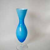 Designer vase in blue opaline from the 60s