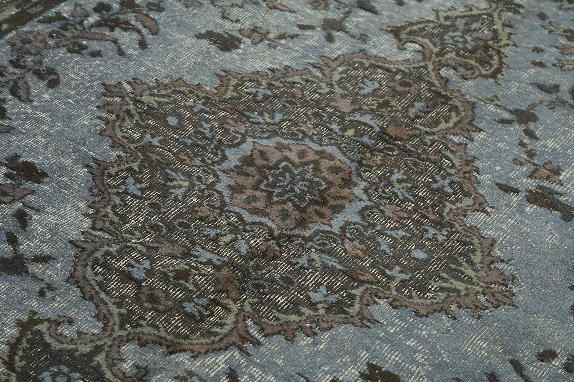 Overdyed Wool Vintage Handmade Carved Rug 172 cm x 267 cm