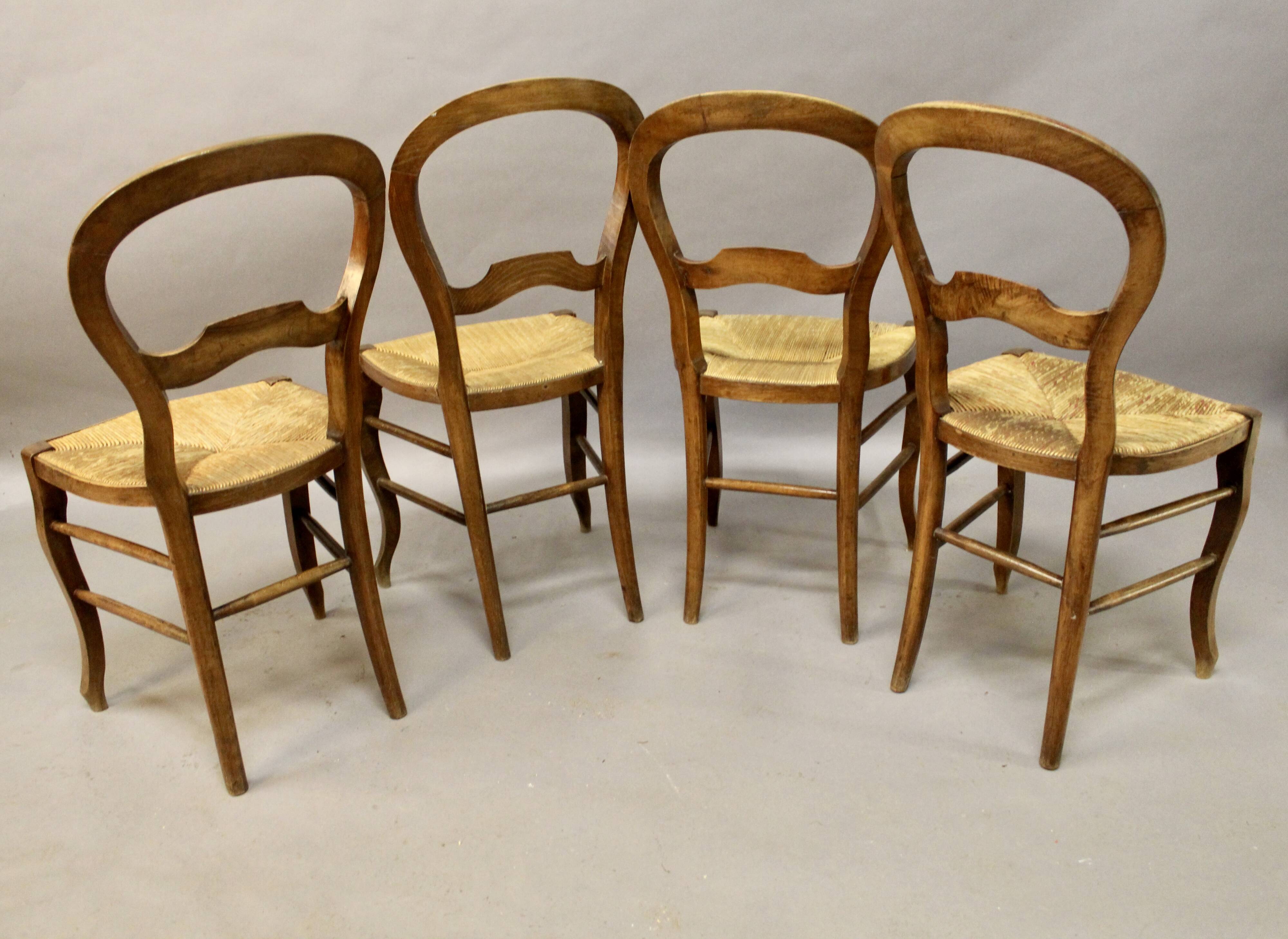 Set of 4 Louis Philippe straw chairs