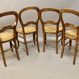 Set of 4 Louis Philippe straw chairs