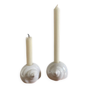 Duo de bougeoirs coquillage en céramique nacrée