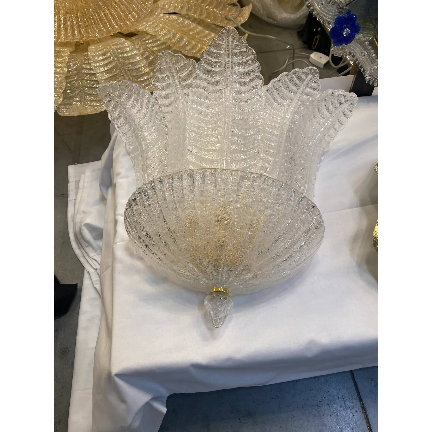 Pair of Murano Glass Tronchi Wall Sconces in Transparent Gold