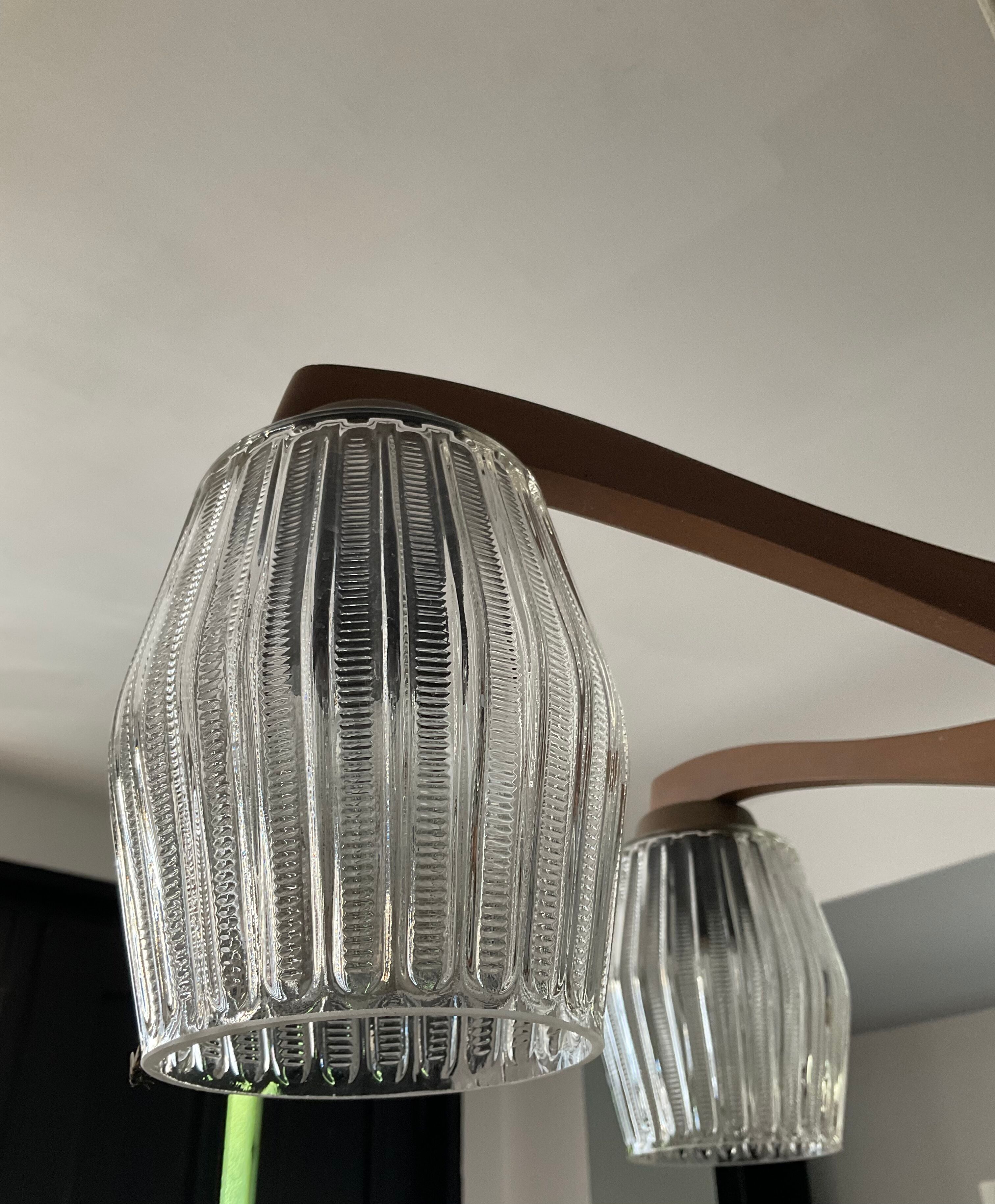 Scandinavian teak chandelier from the 60s and 70s