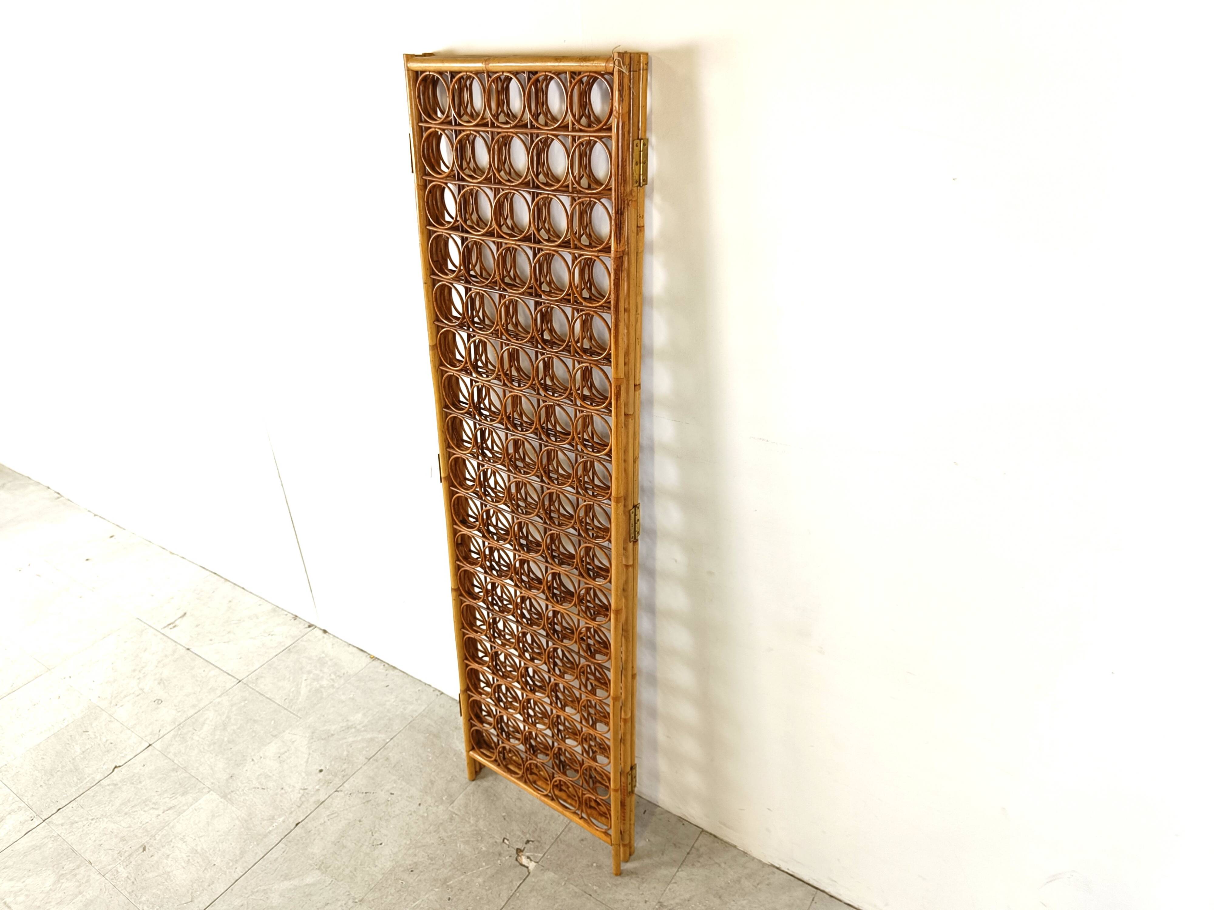 Bamboo room divider or folding screen, 1970s