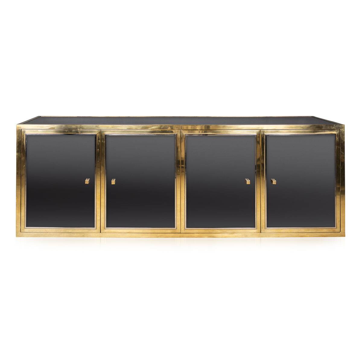 STYLISH 20thC BRASS & MIRRORED SIDEBOARD BY MICHEL PIGNERES c.1970