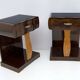 Paire de tables de chevet Art déco italiennes en noyer et érable, années 1920