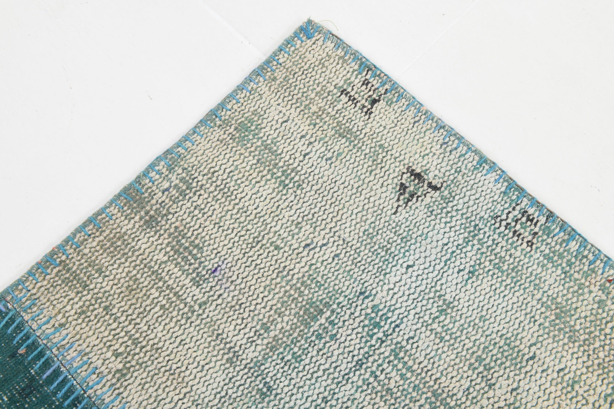 7x10 Green Vintage Patchwork Rug 300x210Cm