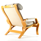 Easy lounge chair in modern curved wood fabric