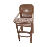 Chaise haute pour poupée en rotin vintage