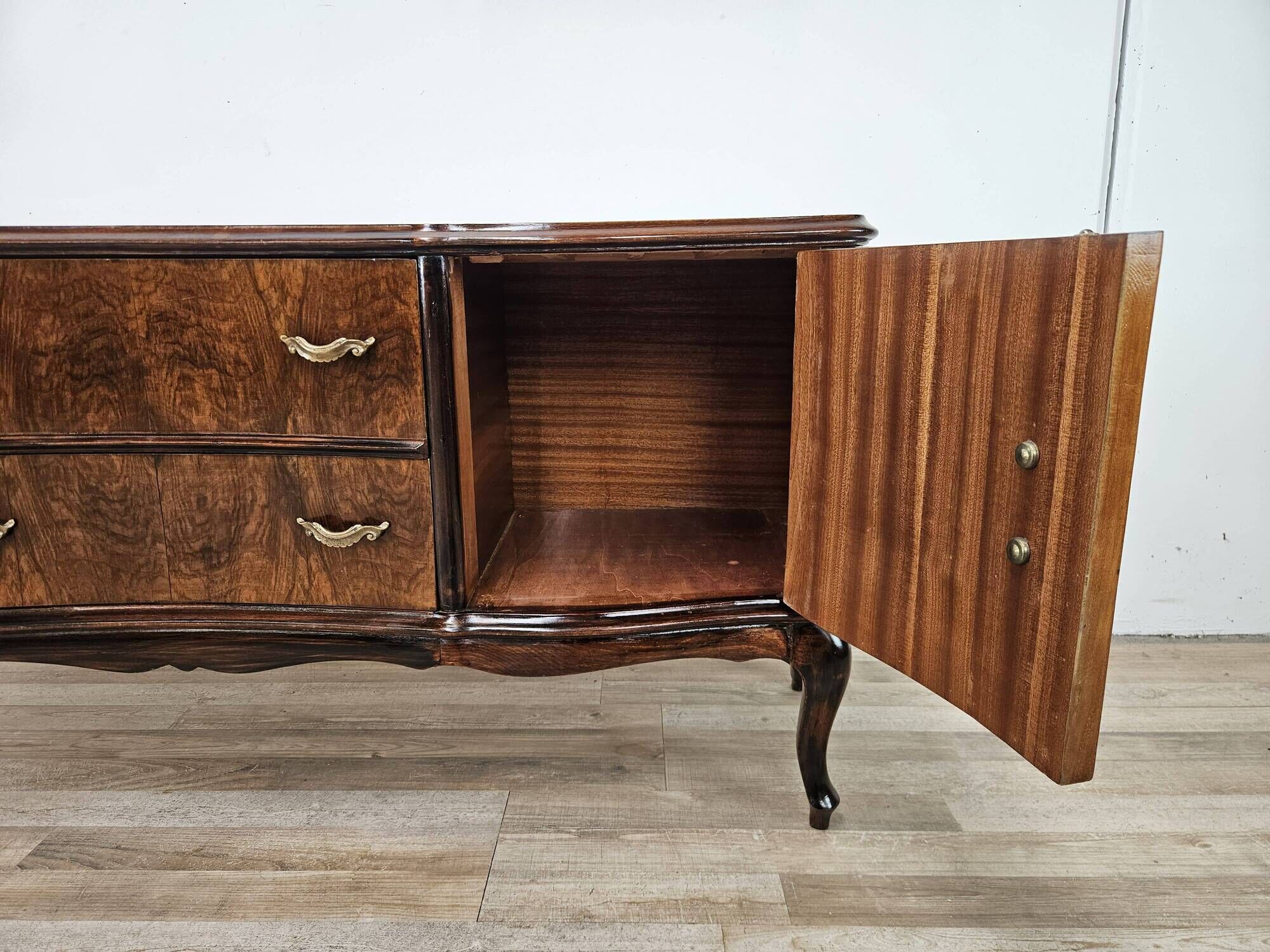 Chippendale walnut burl vanity, 1940