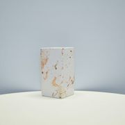 White square vase of pink spots from Denmark