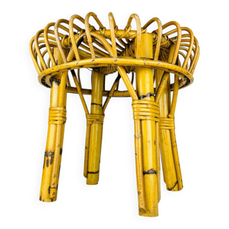 Vintage rattan stool, Italy, 1960s