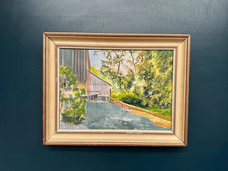 Original Swedish Oil on Canvas – "Cascade" – Signed – Vintage and Framed – 53 × 68.5 cm (20.9" × 27")