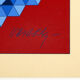 Sérigraphie originale signée à l'encre bleue Victor Vasarely "hexa triangle" circa 1970
