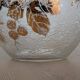 Frosted Glass Ball Vase with Golden Botanical Decoration — Signed Adat — Circa 1950