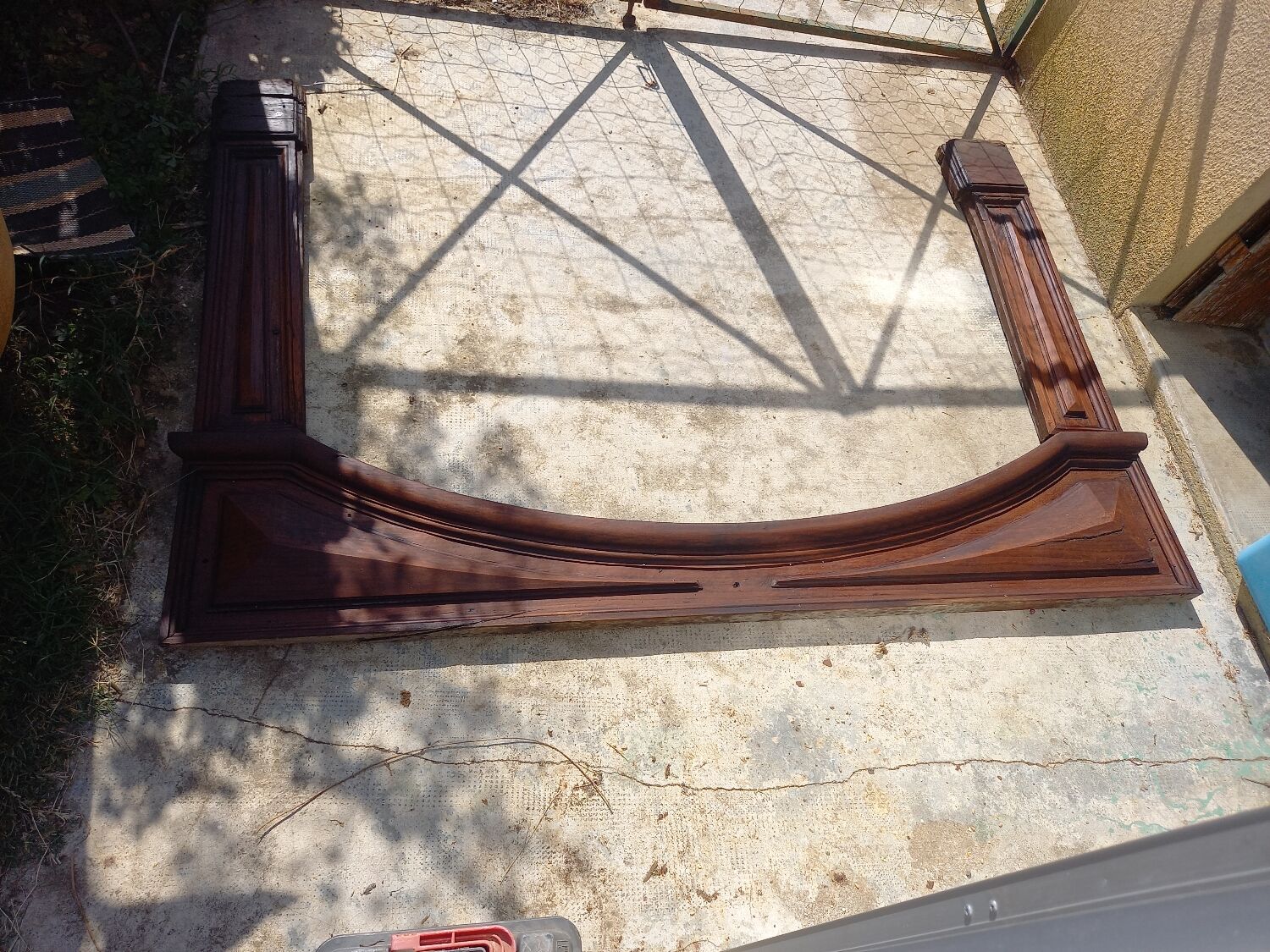 Old wooden fireplace facade