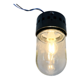 Vintage industrial bakelite & glass ceiling or wall light, Czechoslovakia, 1950's