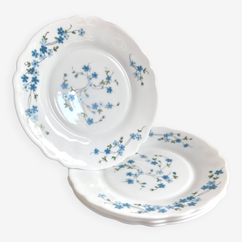 Arcopal forget-me-not flower dessert plates