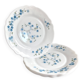 Arcopal forget-me-not flower dessert plates