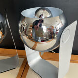 Pair of Eyeball lamps in chrome metal and aluminium